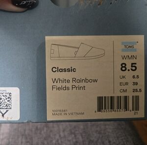 TOMS White Shoes with Rainbow Print